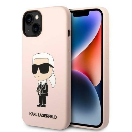 Oryginalne Etui IPHONE 14 Karl Lagerfeld Hardcase Silicone Ikonik (KLHCP14SSNIKBCP) różowe Karl Lagerfeld