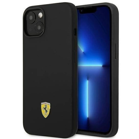 Oryginalne Etui IPHONE 14 PLUS Ferrari Hardcase Silicone Metal Logo czarne Ferrari