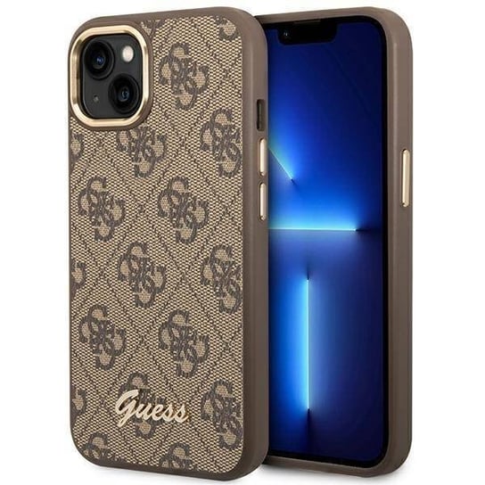 Oryginalne Etui IPHONE 14 PLUS Guess Hard Case 4G Vintage Gold Logo (GUHCP14MHG4SHW) brązowe GUESS