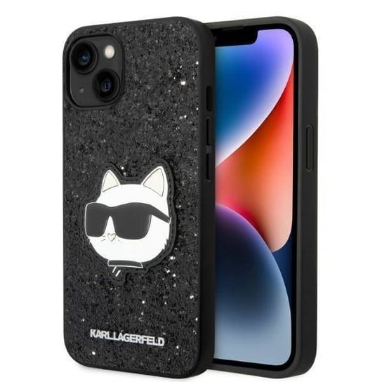 Oryginalne Etui IPHONE 14 PLUS Karl Lagerfeld Hardcase Glitter Choupette Patch (KLHCP14MG2CPK) czarne Karl Lagerfeld