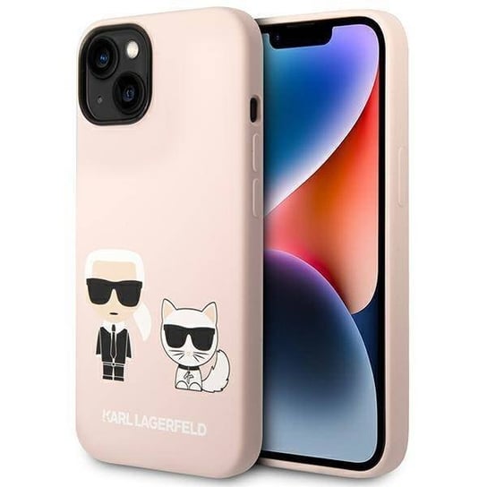 Oryginalne Etui Iphone 14 Plus Karl Lagerfeld Hardcase Silicone Karl & Choupette Magsafe (Klhmp14Msskci) Różowe Karl Lagerfeld