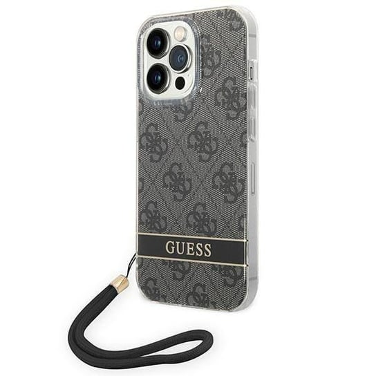 Oryginalne Etui IPHONE 14 PRO Guess Hardcase 4G Print Strap (GUOHCP14LH4STK) czarne GUESS