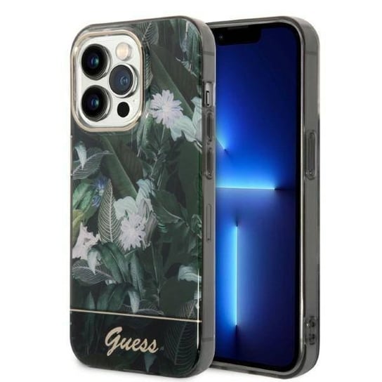 Oryginalne Etui IPHONE 14 PRO Guess Hardcase Jungle Collection (GUHCP14LHGJGHA) zielone Inne