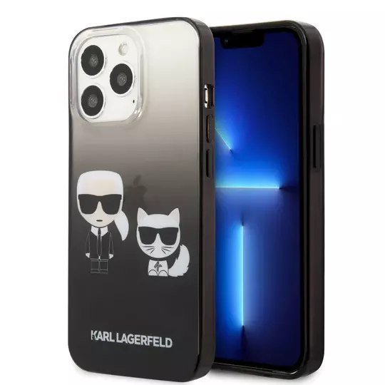 Oryginalne Etui IPHONE 14 PRO Karl Lagerfeld Hardcase Gradient Ikonik Karl & Choupette (KLHCP14LTGKCK) czarne Inne