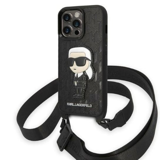 Oryginalne Etui Iphone 14 Pro Karl Lagerfeld Hardcase Monogram Ikonik Patch (Klhcp14Lstkmk) Czarne Karl Lagerfeld