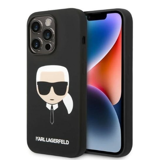 Oryginalne Etui Iphone 14 Pro Karl Lagerfeld Hardcase Silicone Karl`S Head Magsafe (Klhmp14Lslkhbk) Czarne Karl Lagerfeld