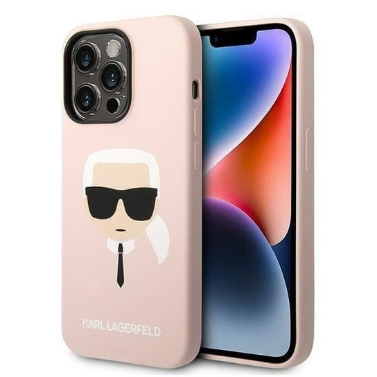 Oryginalne Etui Iphone 14 Pro Karl Lagerfeld Hardcase Silicone Karl`S Head Magsafe (Klhmp14Lslkhlp) Różowe Karl Lagerfeld