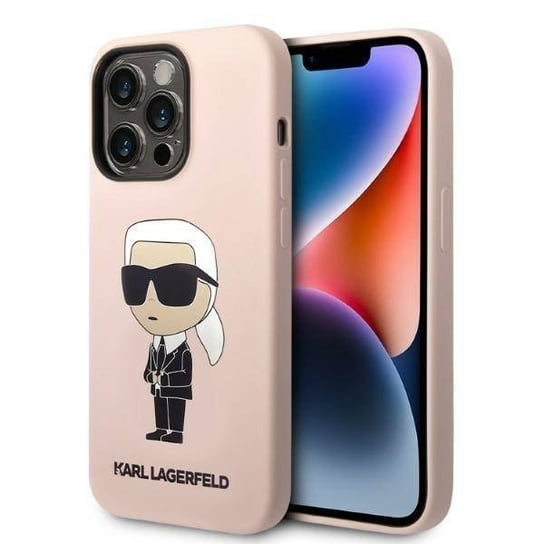 Oryginalne Etui Iphone 14 Pro Karl Lagerfeld Hardcase Silicone Nft Ikonik Magsafe (Klhmp14Lsnikbcp) Różowe Karl Lagerfeld
