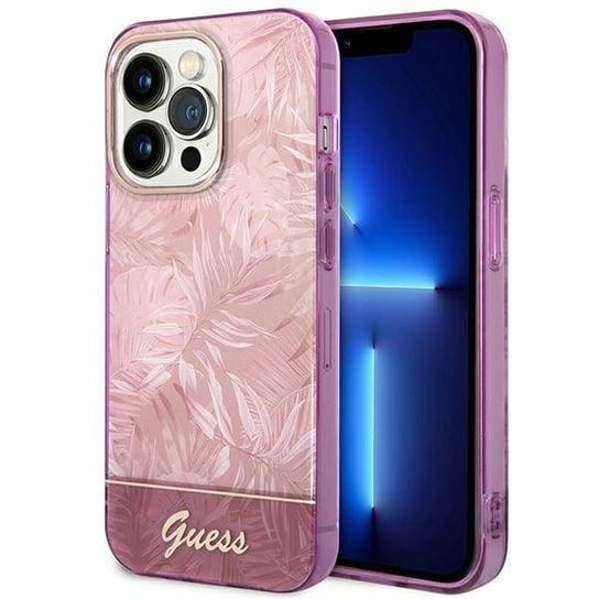 Oryginalne Etui IPHONE 14 PRO MAX Guess Hardcase Jungle Collection (GUHCP14XHGJGHP) różowe GUESS