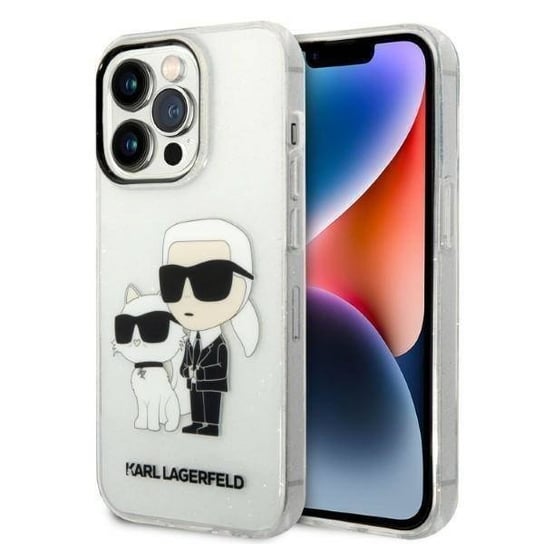 Oryginalne Etui IPHONE 14 PRO MAX Karl Lagerfeld Hardcase IML GLIT NFT Karl&Choupette (KLHCP14XHNKCTGT) transparentne Karl Lagerfeld