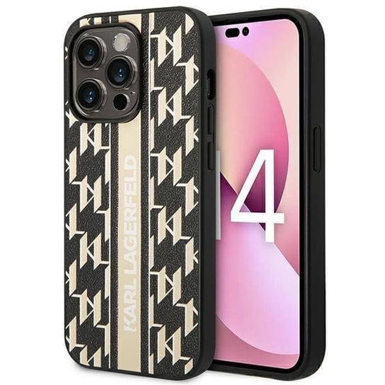 Oryginalne Etui IPHONE 14 PRO MAX Karl Lagerfeld Hardcase Monogram Stripe (KLHCP14XPGKLSKW) brązowe Karl Lagerfeld