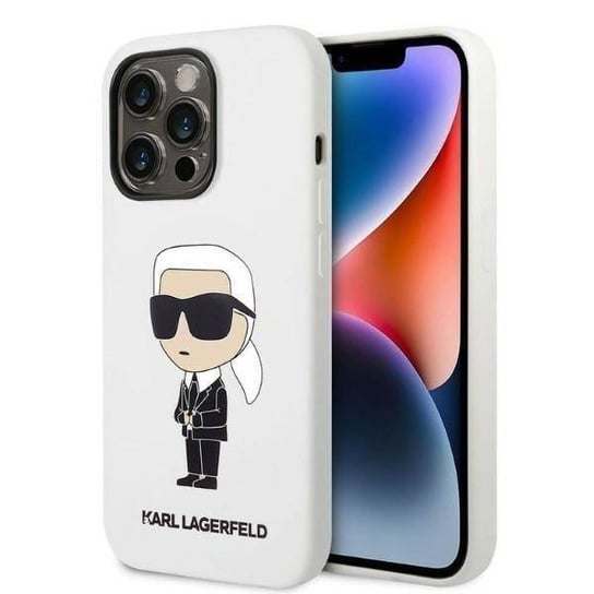 Oryginalne Etui IPHONE 14 PRO MAX Karl Lagerfeld Hardcase Silicone Ikonik (KLHCP14XSNIKBCH) białe Karl Lagerfeld