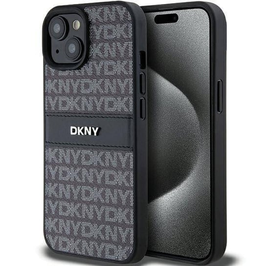 Oryginalne Etui IPHONE 15 PLUS / 14 PLUS DKNY Hardcase Leather Mono Stripe & Metal Logo (DKHCP15MPRTHSLK) czarne Inna marka