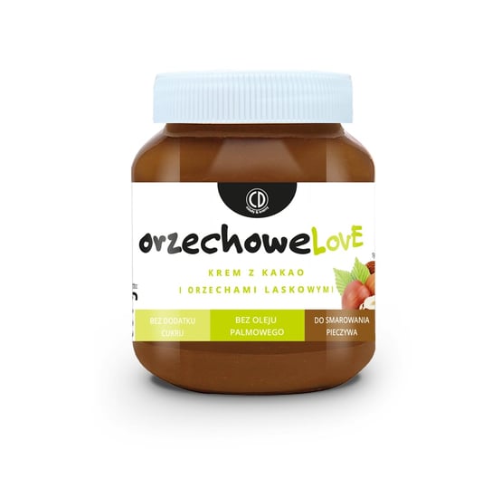 orzechoweLove - krem z kakao i orzechami laskowymi 350g (bez dodatku cukru, bez oleju palmowego) CD Królowa Pszczół