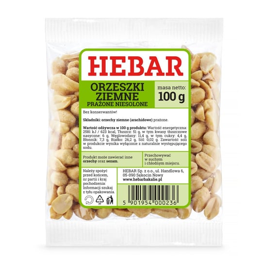 Orzeszki ziemne niesolone 100g Hebar