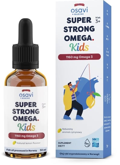 OSAVI Super Strong Omega Kids, 1160 mg Omega 3 - smak cytrynowy (50 ml) Osavi