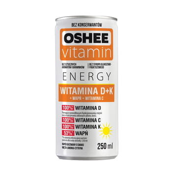 OSHEE Vitamin Energy Witamina D+K Napój gazowany o smaku mięta limonka cytryna 250 ml Oshee
