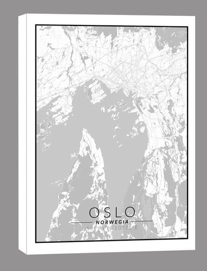Oslo mapa czarno biała - obraz na płótnie 50x70 cm Inna marka
