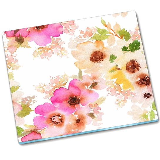 Osłona kuchenna deska Akwarelowe kwiaty - 60x52 cm Tulup