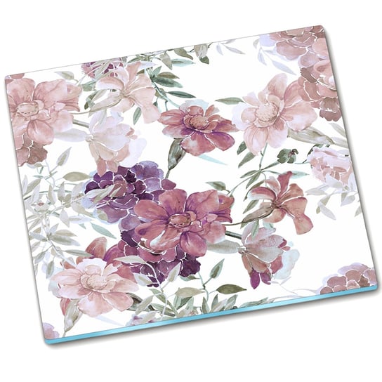 Osłona kuchenna deska szklana Kwiaty - 60x52 cm Tulup