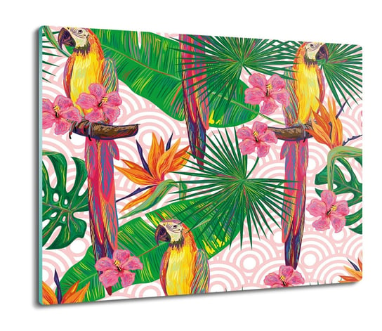 osłona na indukcję druk Papugi liście kwiaty 60x52, ArtprintCave ArtPrintCave
