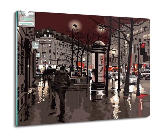 osłona na indukcję z foto Ulica Paryż noc 60x52, ArtprintCave ArtPrintCave