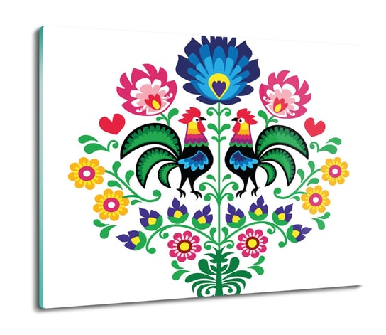 osłona płyty kuchennej Koguty ludowy kwiaty 60x52, ArtprintCave ArtPrintCave