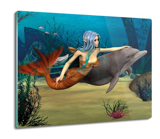 osłona płyty kuchennej Syrena delfin rafa 60x52, ArtprintCave ArtPrintCave