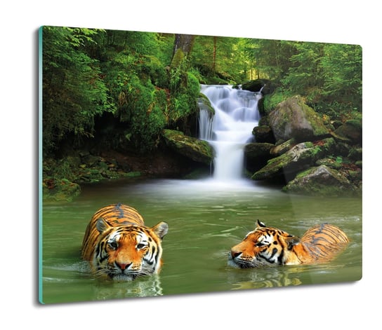 osłona płyty kuchennej Tygrysy las wodospad 60x52, ArtprintCave ArtPrintCave
