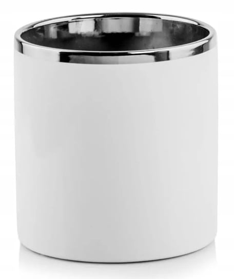 Osłonka ceramiczna biało-srebrna cylinder 20 cm POLNIX