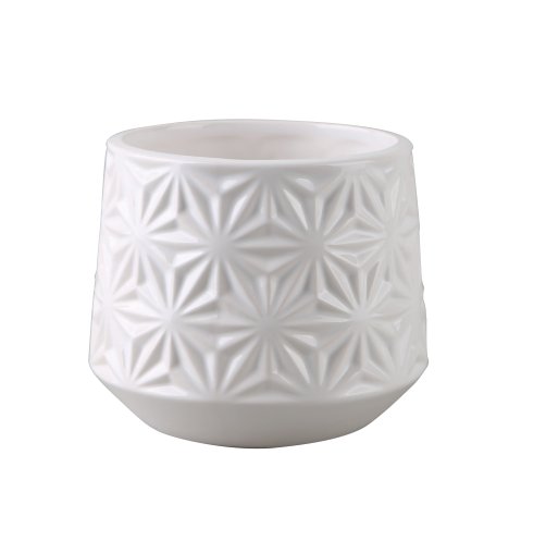 Osłonka ceramiczna TAJEMNICZY OGRÓD Flower, biała, 10,5x12,5x12,5 cm Tajemniczy ogród
