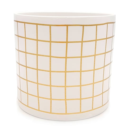 Osłonka ceramiczna wazon złota biała glamour 12 cm kratka Inna marka