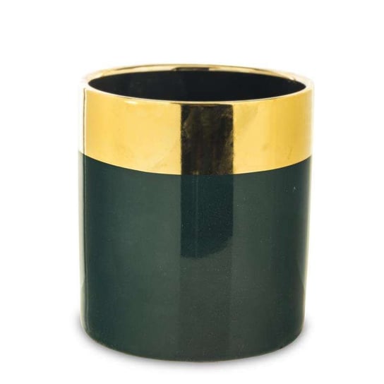 Osłonka Ceramiczna Zielona Złota Obwódka H: 14 Cm Art-Pol