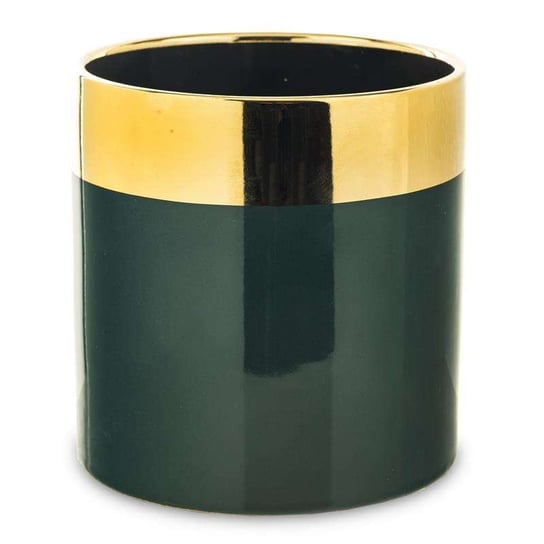 Osłonka ceramiczna zielona złota obwódka H: 16 cm Art-Pol