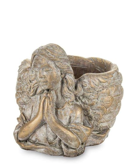 Osłonka doniczka anioł brązowa ceramika 13x13x16 Pigmejka