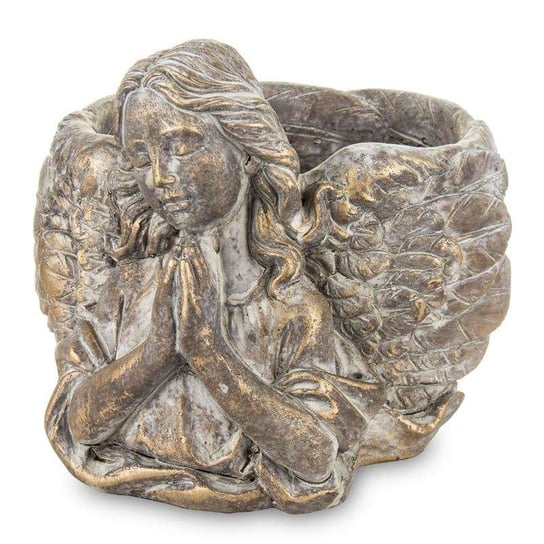 Osłonka doniczka anioł brązowa ceramika 19,5cm Pigmejka