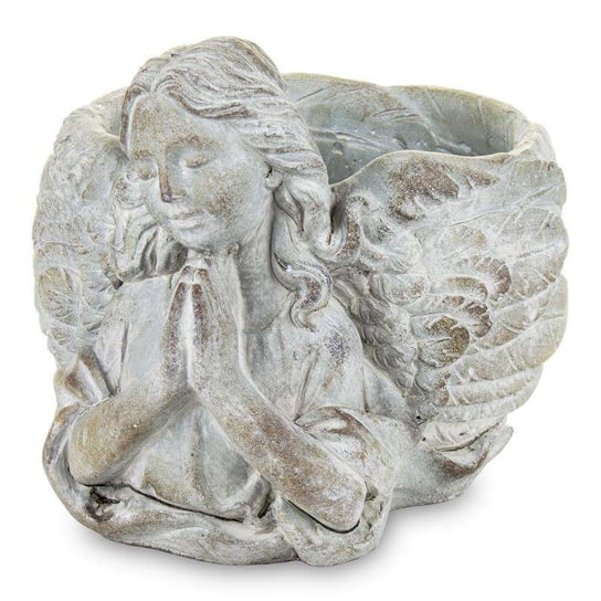 Osłonka doniczka anioł szara ceramika 16x16x20 cm Pigmejka