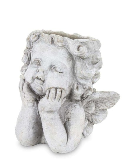 Osłonka doniczka aniołek szara ceramika 20x20x14cm Pigmejka