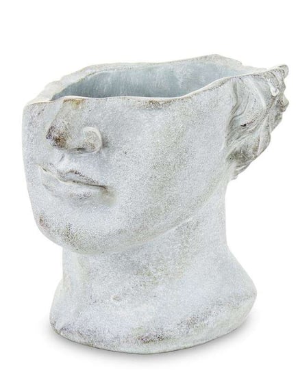 Osłonka doniczka twarz szara ceramika 19x20x18,5 Pigmejka