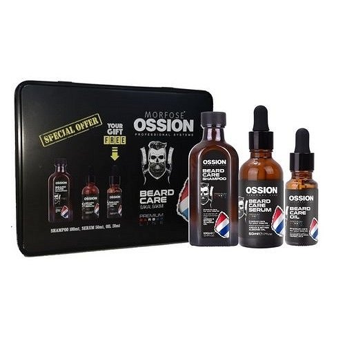 Ossion Premium Barber Beard zestaw szampon do brody 100ml + serum do brody 50ml + olejek do brody 20 Morfose