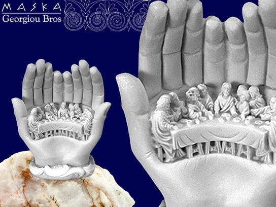 Ostatnia wieczerza - w dłoniach -alabaster grecki MASKA