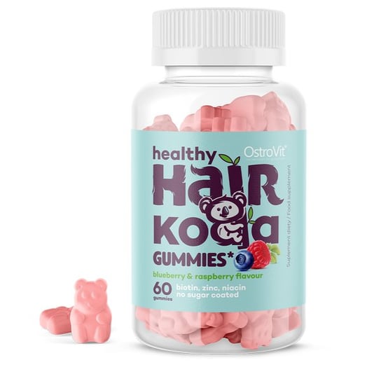 OstroVit Healthy Hair Koala Gummies, jagoda-malina - 60 żelek OstroVit