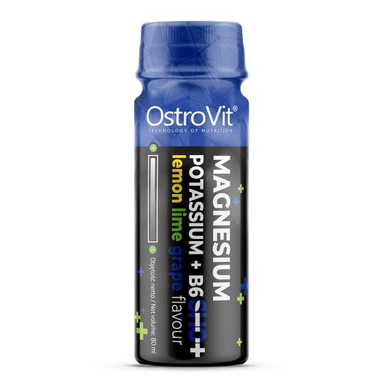 OstroVit Magnez Potas + B6 Shot Suplement diety, 80 ml cytrynowo-limonkowo-winogronowy OstroVit