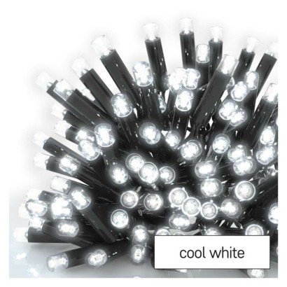 Oświetlenie łączone Profi - łańcuch 100 LED 10m zimna biel, czarny przewód, IP44 Emos