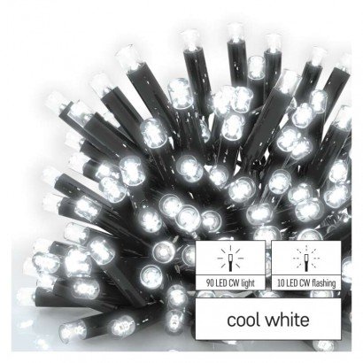 Oświetlenie łączone Profi - łańcuch 100 LED 10m, zimna biel+zimna biel miga, czarny Emos