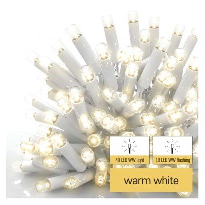 Oświetlenie łączone Profi- sople 50 LED 3m ciepła biel, biały błyszcz. przew. IP44 Emos