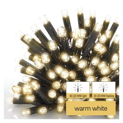 Oświetlenie łączone Profi - sople 50 LED 3m ciepła biel miga, czarny przewód, IP44 Emos
