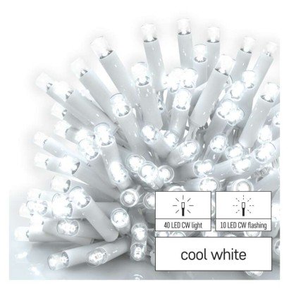 Oświetlenie łączone Profi- sople 50 LED 3m zimna biel, biały błyszcz. przewód IP44 Emos