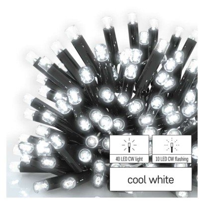 Oświetlenie łączone Profi - sople 50 LED 3m zimna biel miga, czarny przewód, IP44 Emos