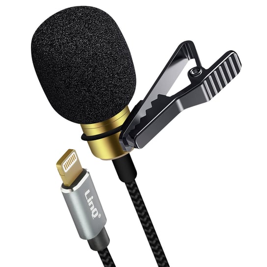 Oswietlenie Wysokiej jakosci wszechkierunkowy mikrofon krawatowy 360° z przewodem o dlugosci 2 m, LinQ — czarny LinQ